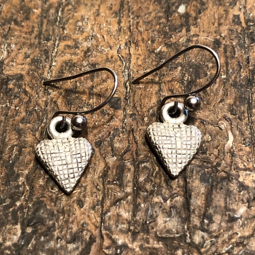 Tiny silver heart earrings